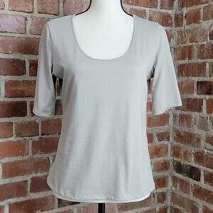LAPOINTE womens top short sleeve scoop neck organic cotton M